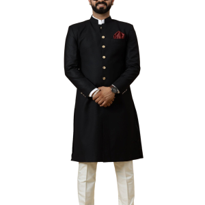 Classic Black Achkan for Men | Elegant Ethnic Wear | Jaipurio